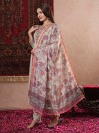 ANNI DESIGNER Womens Cotton Blend Straight Embroidered Kurta with Pant & Dupatta (SARTHI Mehandi_XL_Mehandi_X-Large)
