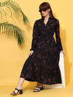 Sheetal Associates WomenS Casual Full Sleeve Crepe Fit & Flare Dress | Comfortable Relaxed Fit Summer Party Dress