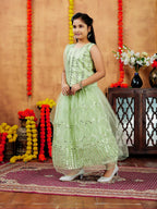 Aarika Girls Ethnic Wear Sea Green Colour Sequin Embroidery Net Lehenga Choli Set (4-10 Years)