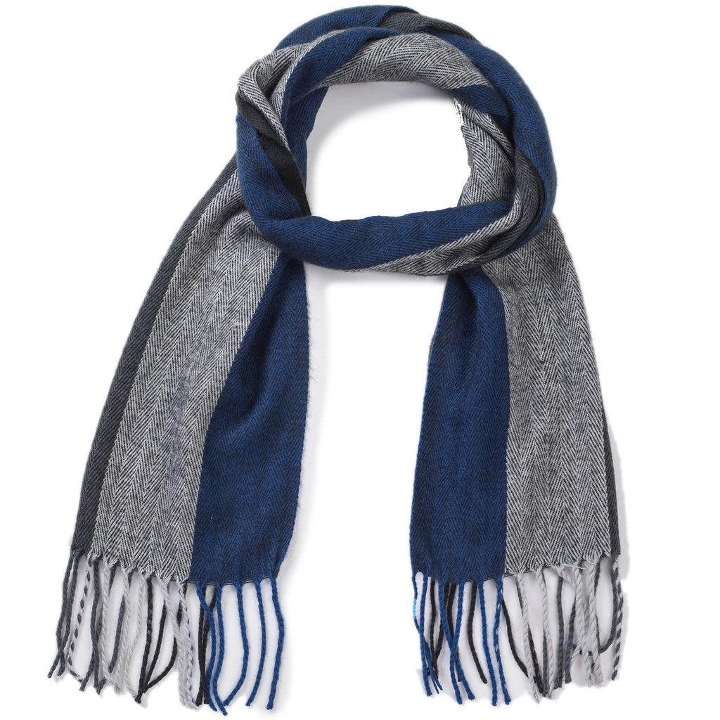 Alpine Swiss Mens Plaid Scarf Softer Than Cashmere Scarves Winter Shawl Black Blue Stripe