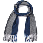 Alpine Swiss Mens Plaid Scarf Softer Than Cashmere Scarves Winter Shawl Black Blue Stripe