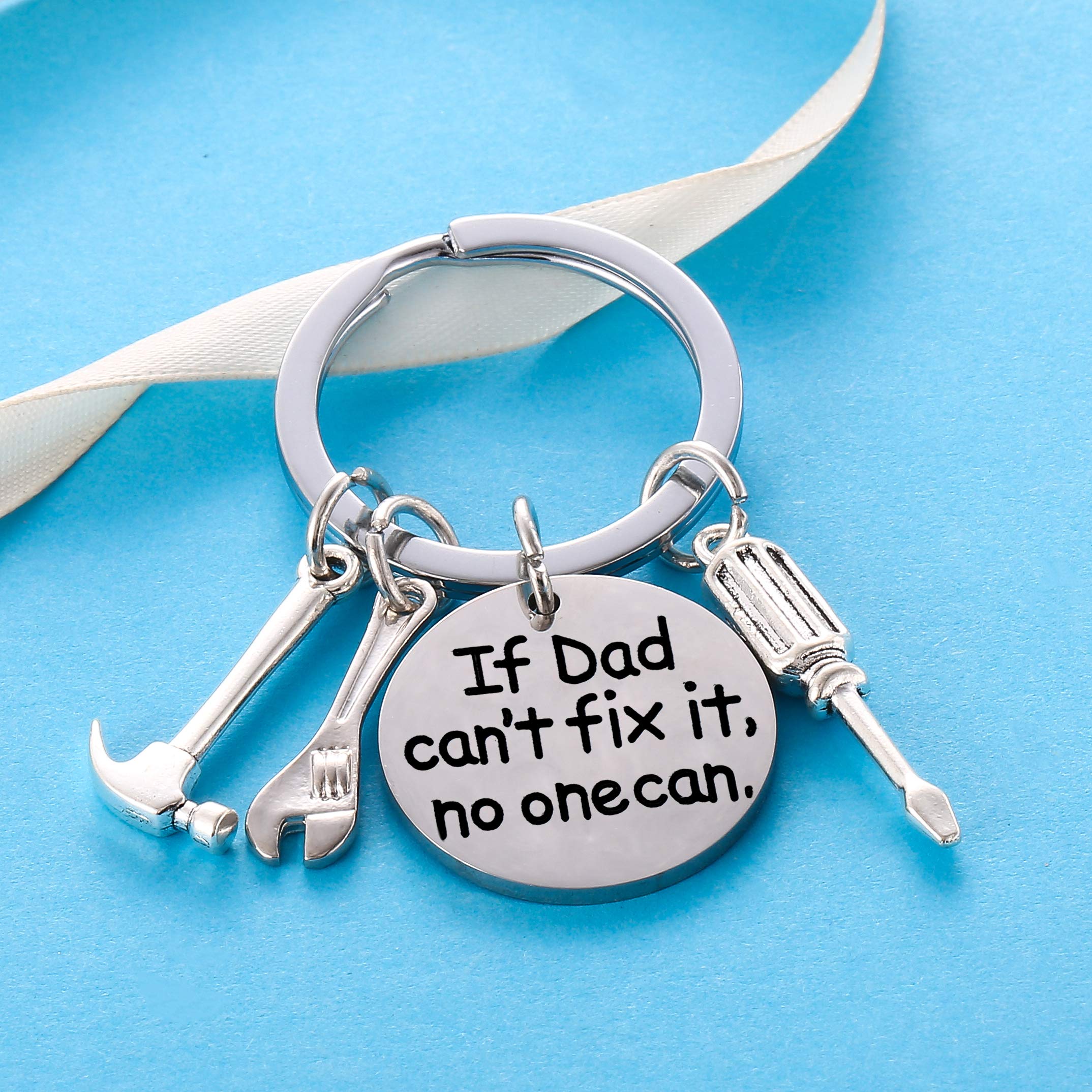 Dad Keychain Dad Gifts From Son Daughter Christmas Gift Keyring Father's Day Gift For Dad Papa Daddy (If dad can't fix it, no on