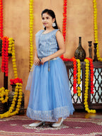 Aarika Girls Ethnic Wear Blue Colour Sequin Embroidery Net Lehenga Choli Set (10-15 Years)