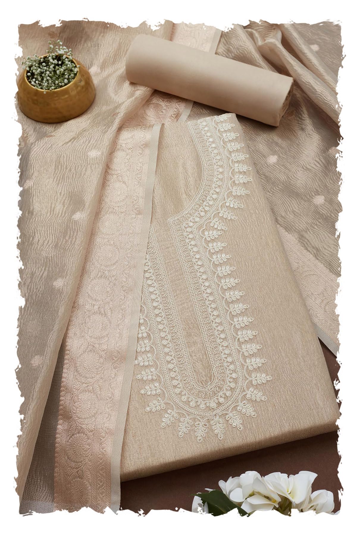 Soch Women Tissue Embroidered Unstitch Dress Material with Sequins