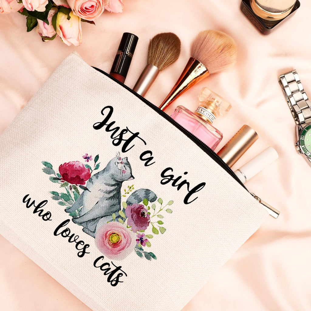 GevGuxLuo Cats Gifts for Cats Lover, Birthday Gift for Best Friend Sister, Cat Accessories, Animal Lovers Makeup Bag Zipper Purs
