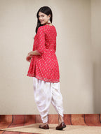 Stylum WomenS Printed & Embroidered Rayon Kurti With Dhoti Pant