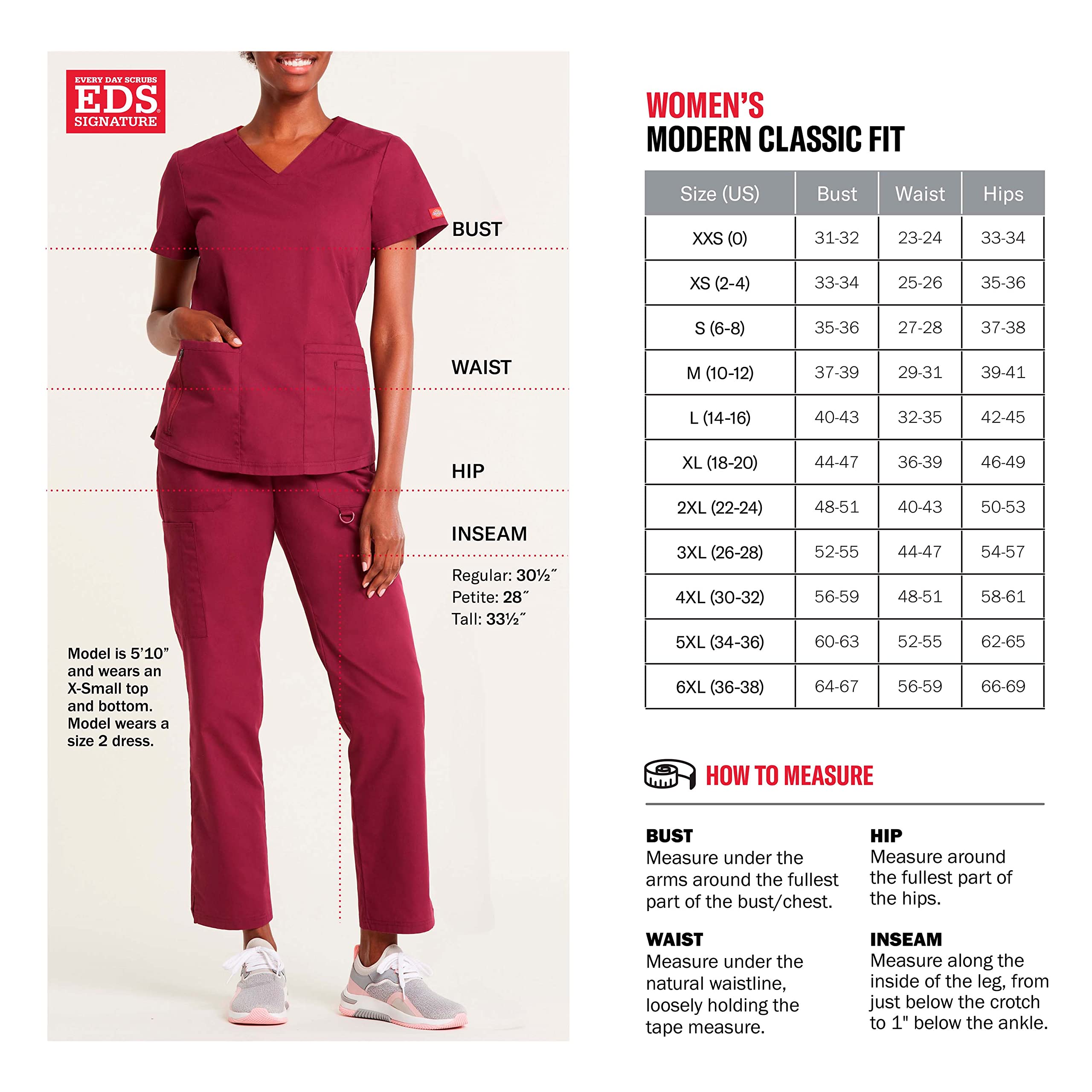 Dickies Women's EDS Signature Scrubs 86706 Missy Fit V-Neck Top, Hot Pink, Large