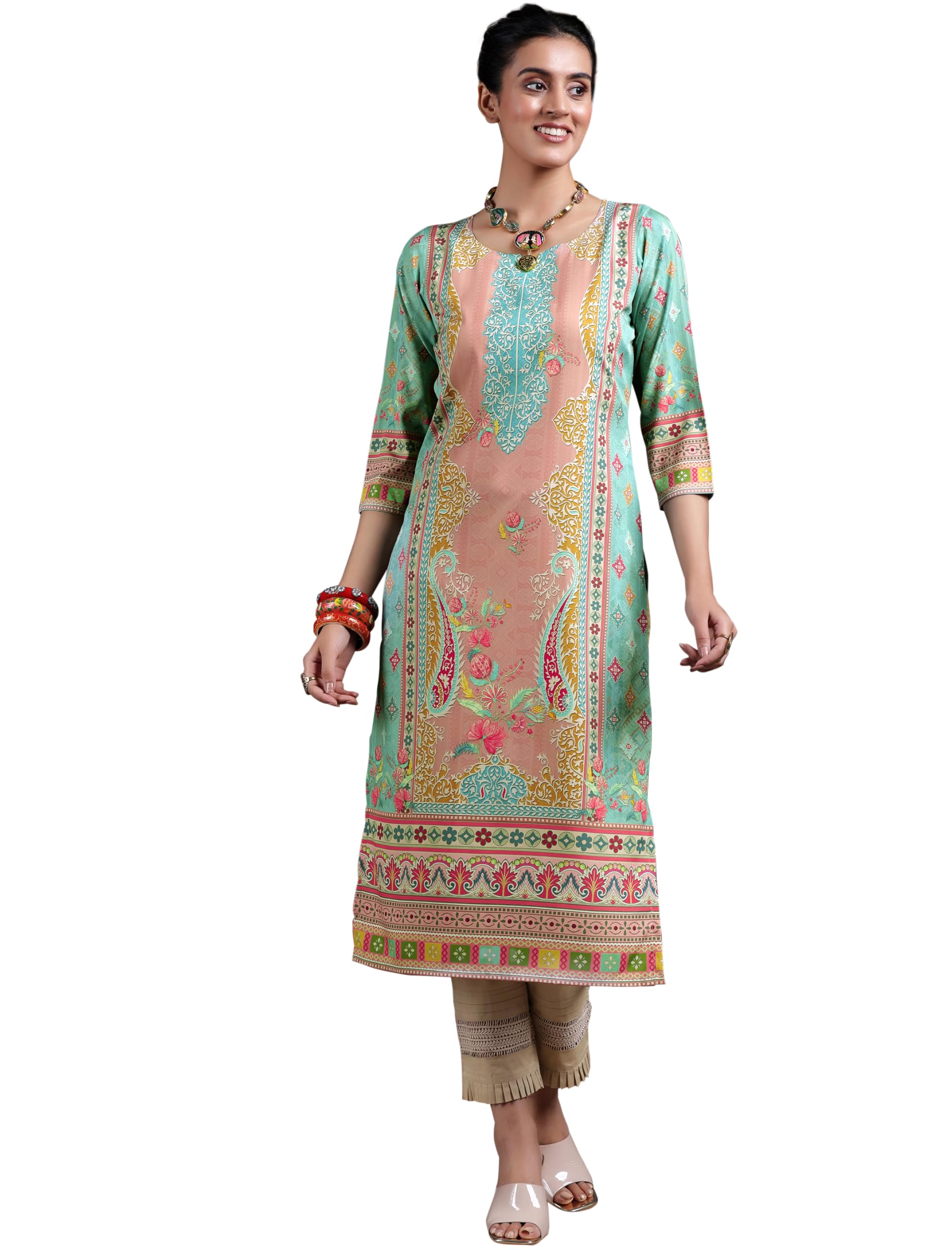 Libas Womens Printed Crepe Straight Kurta For Women
