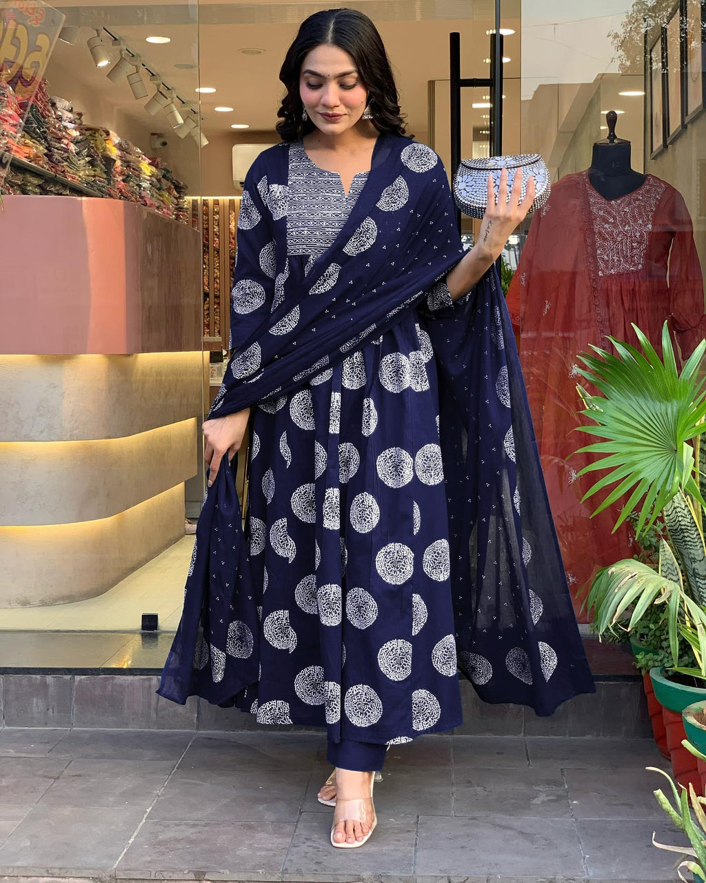 Toochki Gown For Women Wedding | Three Piece Dress For Womens Long | Anarkali Dresses | Ethnic Navy Blue Gowns | Anarakali Suit