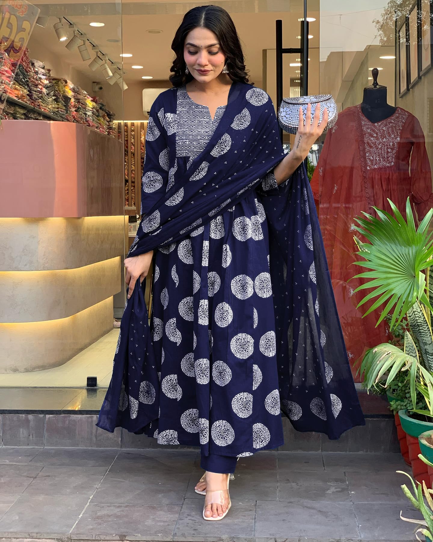 Toochki Gown For Women Wedding | Three Piece Dress For Womens Long | Anarkali Dresses | Ethnic Navy Blue Gowns | Anarakali Suit