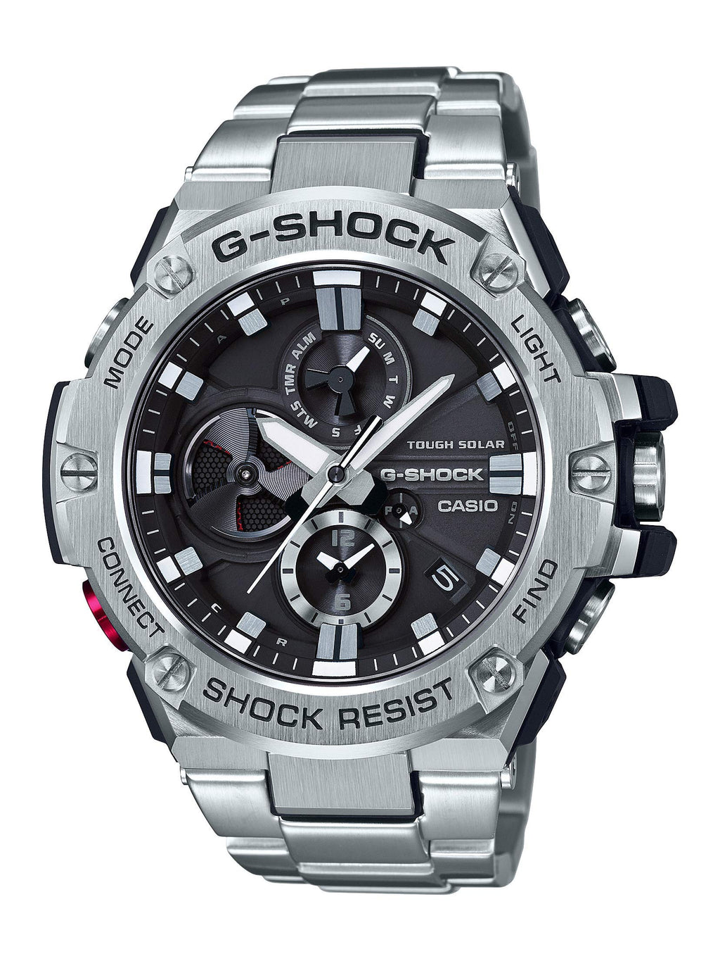 Casio Men's G-Steel by G-Shock Quartz Solar Bluetooth Connected Watch with Stainless-Steel Strap, Silver, (Model: GST-B100D-1ACR