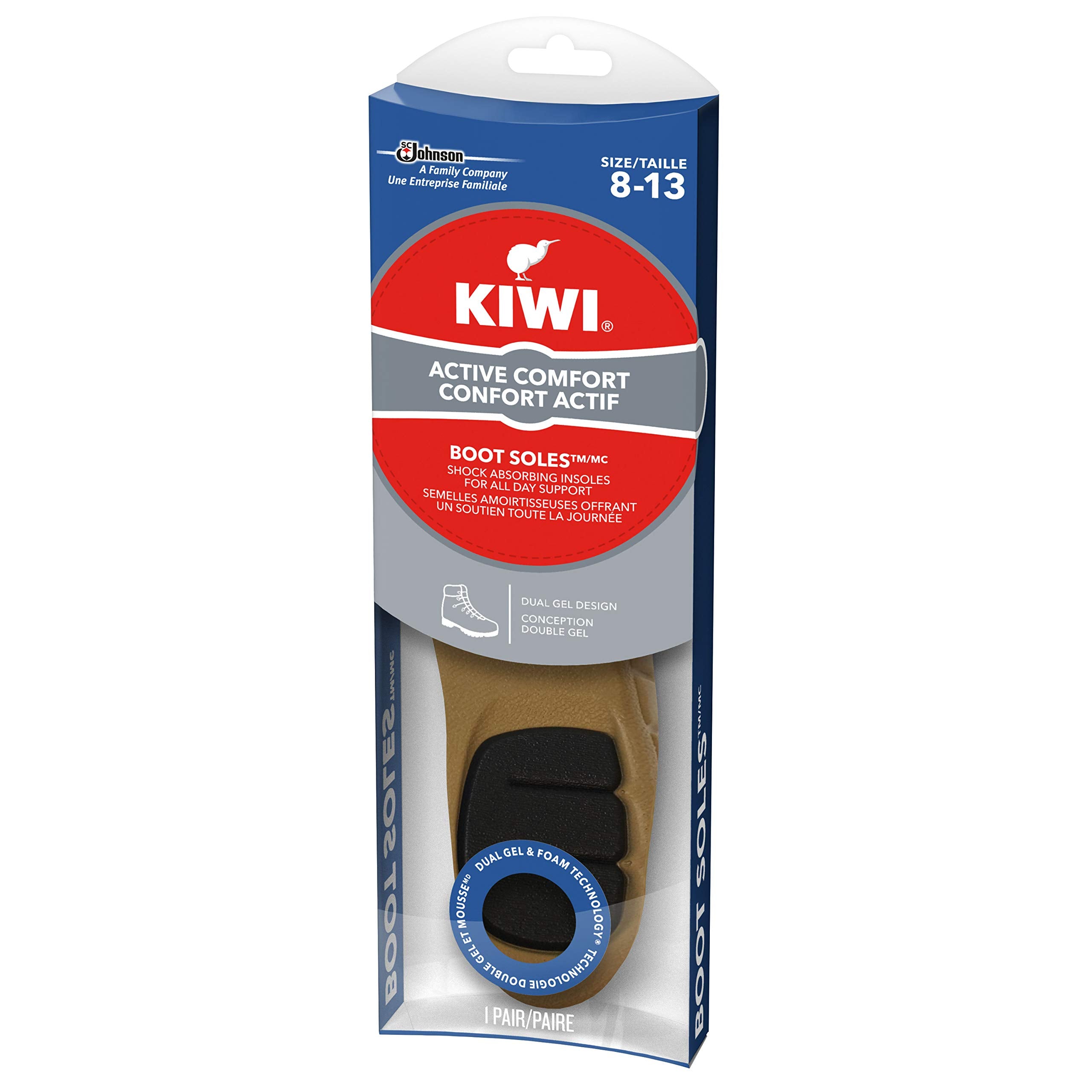 KIWI Shoe Insoles and Inserts for All Day Support , Performance Foam Absorbs Shock for Ultimate Comfort , Gel , Boots , Men 8-13