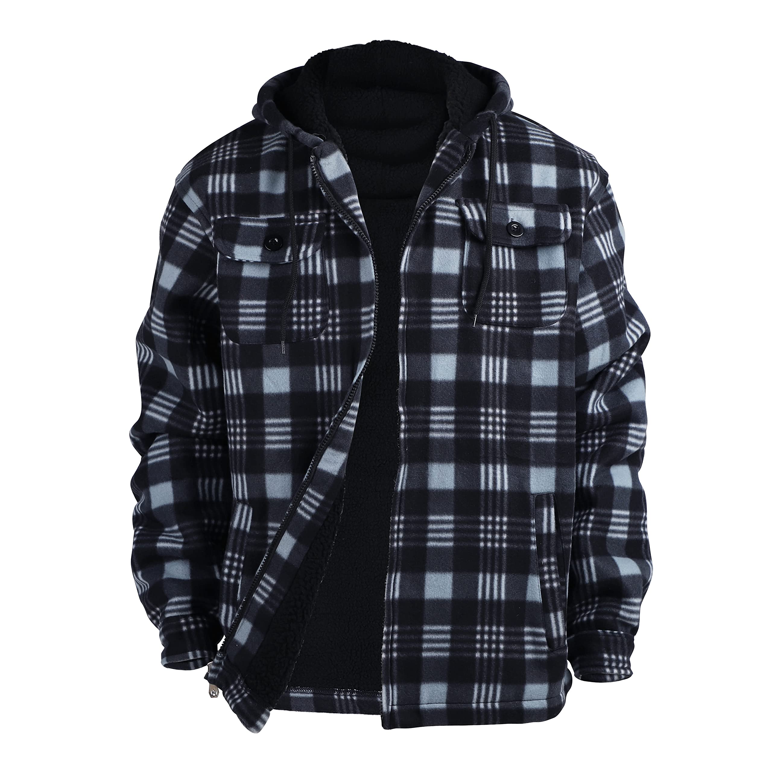 Gary Com Heavy Thick Plaid Flannel Jacket Sherpa Fleece Lined Zip Up Winter Warm Buffalo Coat Zipper Big and Tall Hoodies for Me