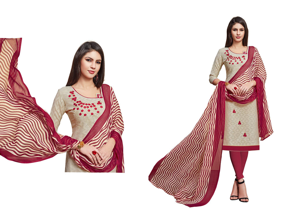 Anni Designer Womens Dusty Color Cotton Blend Embroidered Printed Dupatta Churidar Dress Material