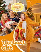 CANASOUR Kangaroo Onesie Halloween Kids Cosplay Costume for Girls Animal Unisex Outfuit One Piece Hooded Soft Pajamas Orange Par