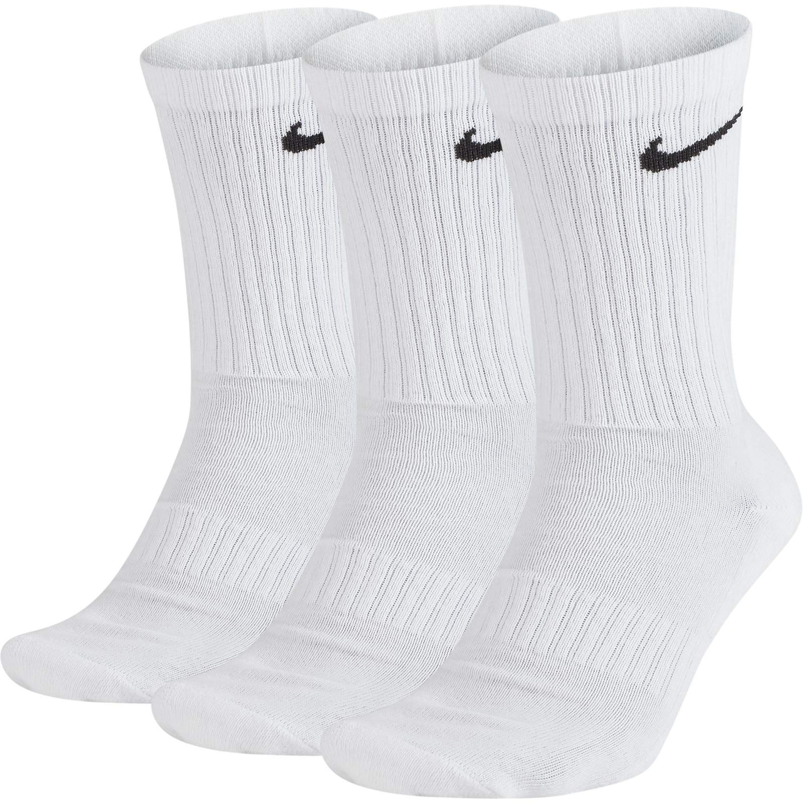Nike Everyday Cushion Crew Training Socks, Unisex Socks with Sweat-Wicking Technology and Impact Cushioning (3 Pair), White/Blac