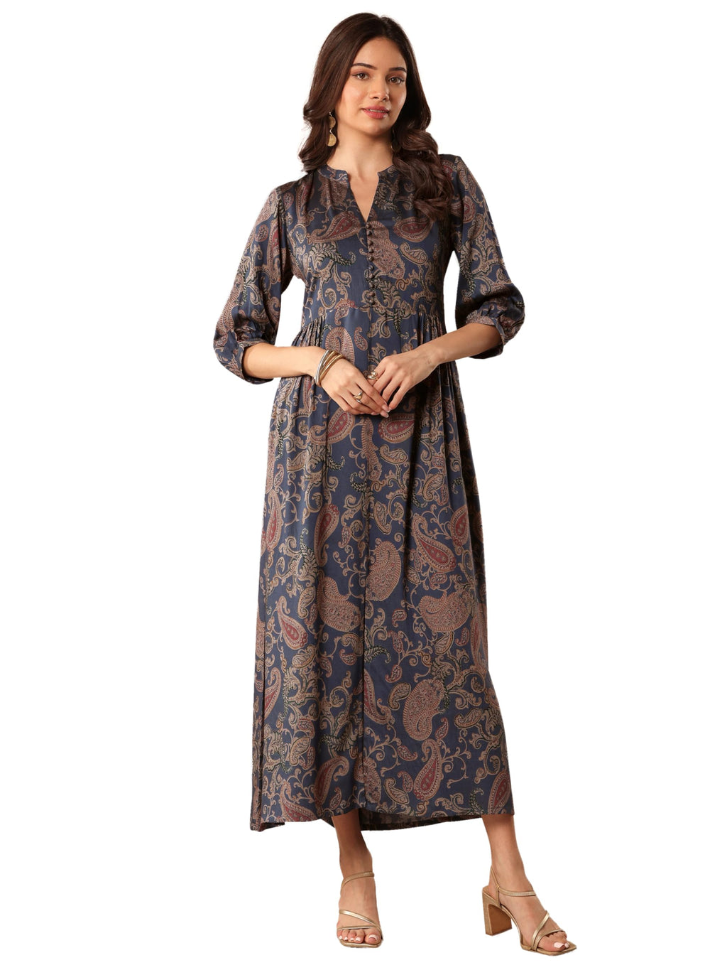 Libas Womens Rayon Maxi Dress (29793_Blue