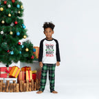 IFFEI Matching Family Pajamas Sets Christmas PJ's Letter Print Top and Plaid Pants Sleepwear 8-9 Years