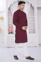 Divisive MenS Thread Embroidered Cotton Only Slim Fit Kurta (Dkrt631_M_Burgundy)
