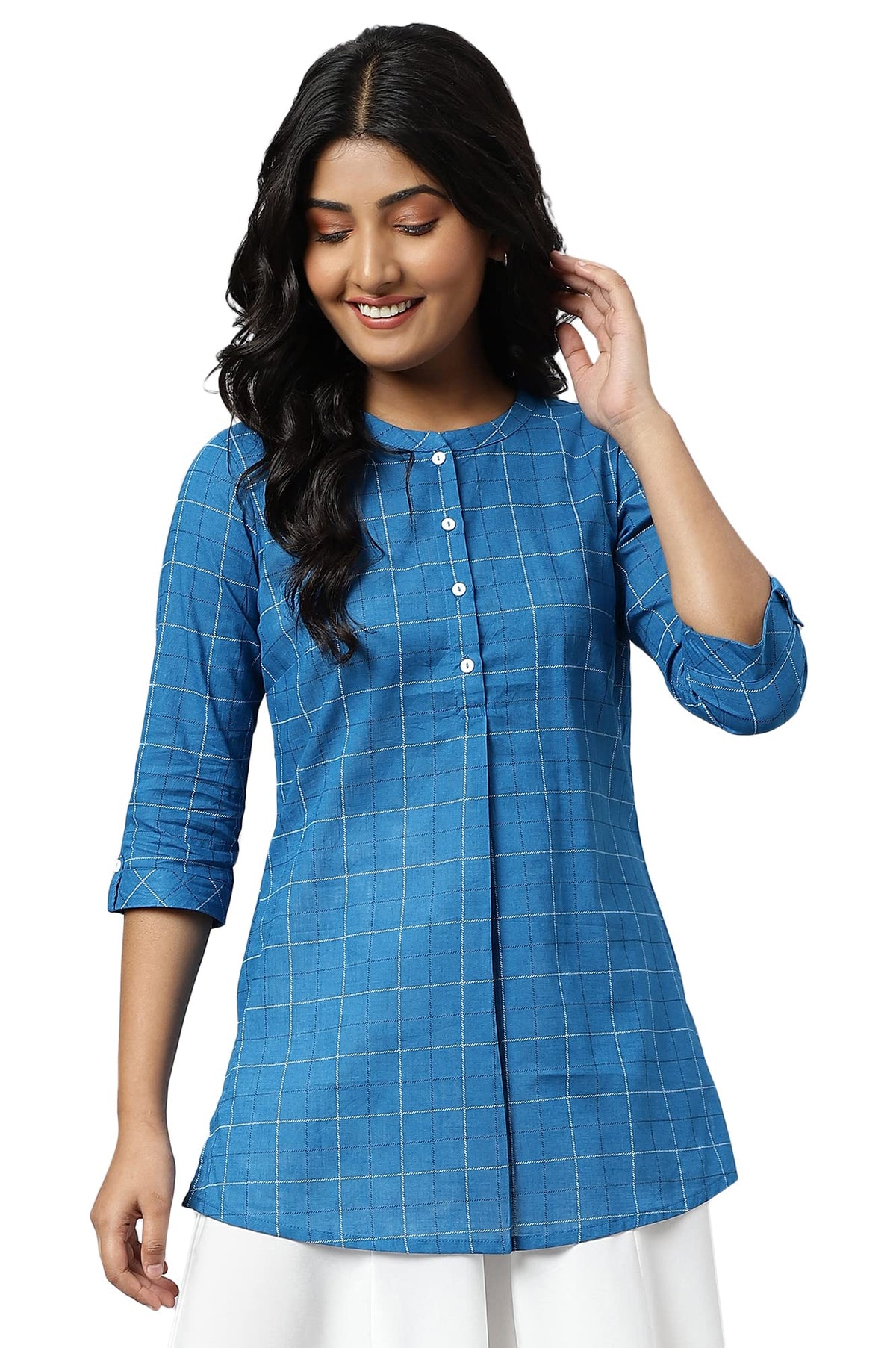 Aurelia Womens Cotton Regular Kurta (22FEA30297-504129_Blue
