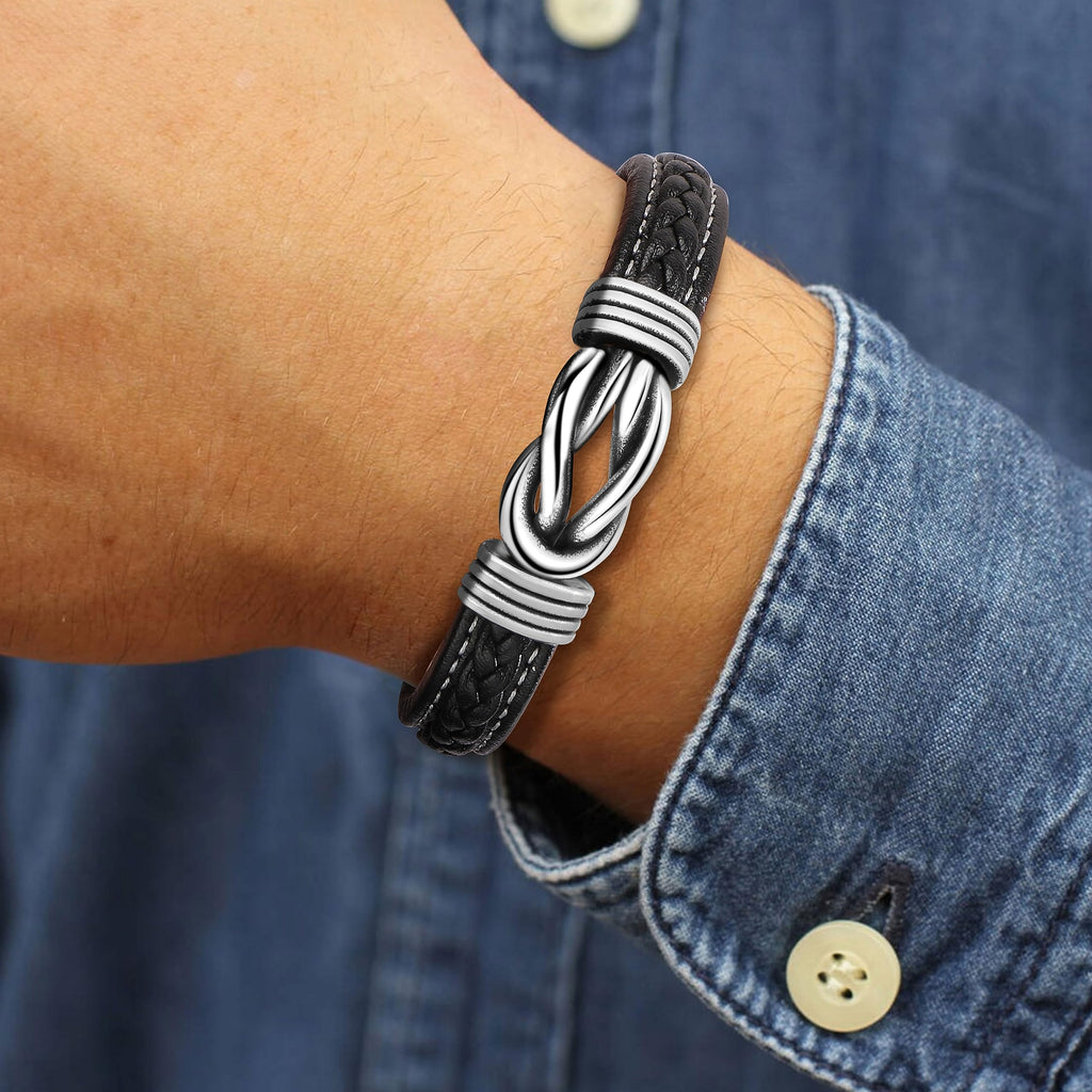 JoycuFF You Are Awesome Gifts for Men, Leather Bracelet Anniversary Birthday Gifts for Him Unique, Inspirational Jewelry for Son