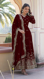 Wedani Georgette Anarkali Kurta Set with Dupatta For women