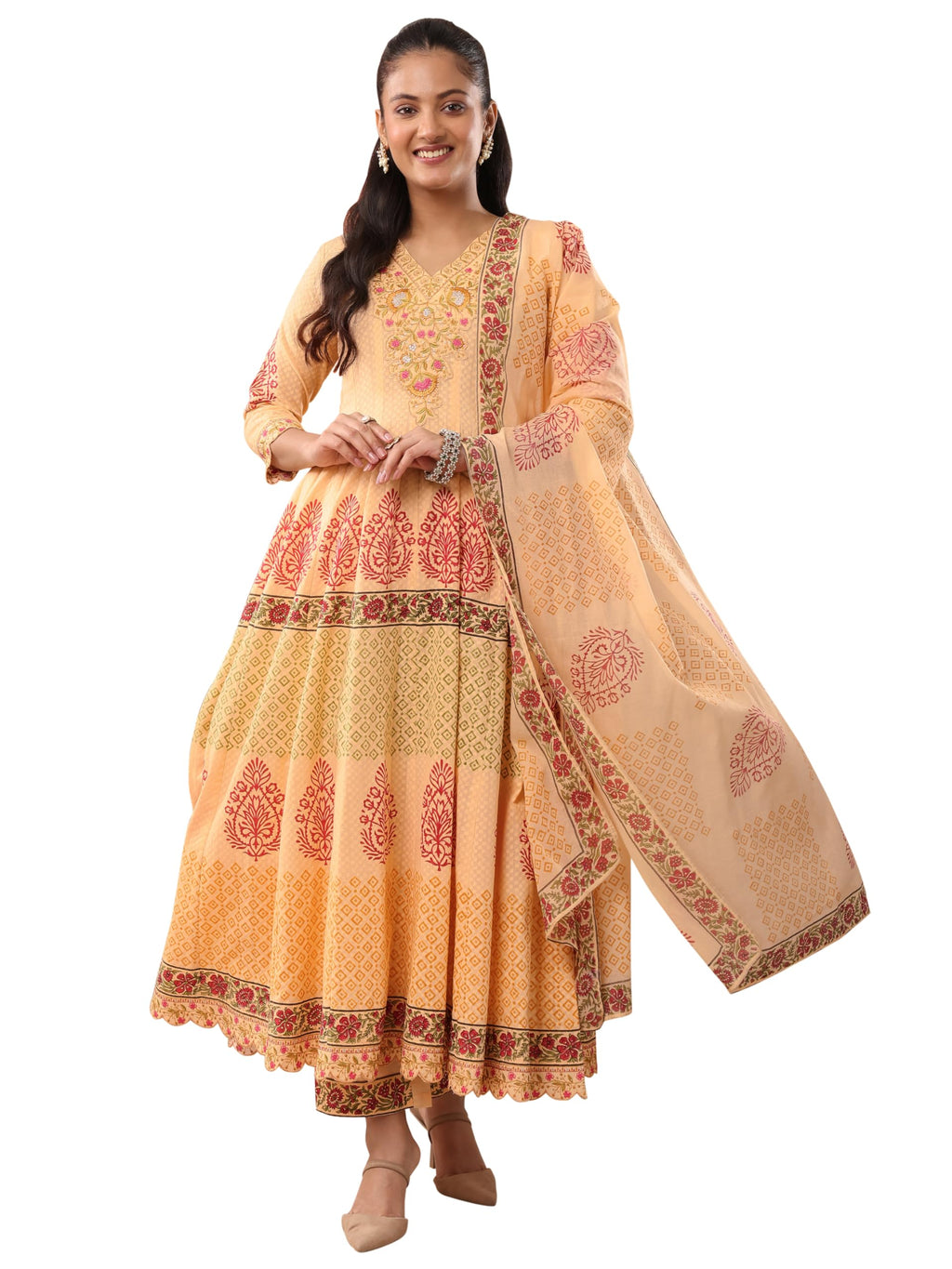 Libas Solid Libas Cotton Anarkali Kurta set for Women (99810M)
