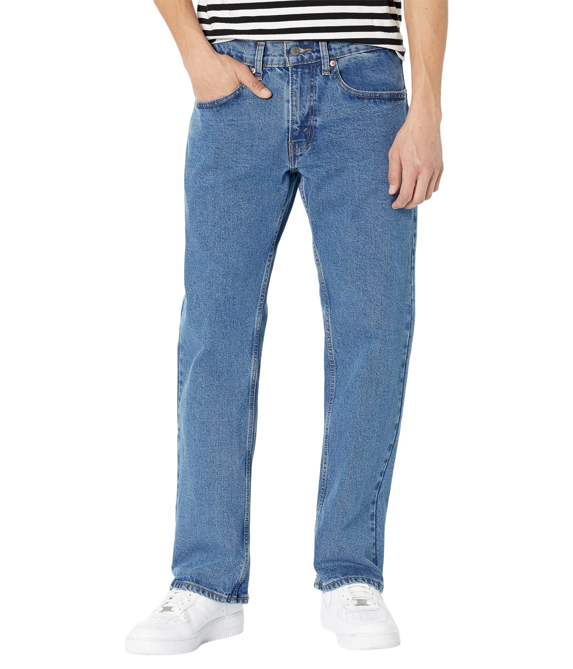 Signature by Levi Strauss & Co. Gold Label Men's Relaxed Fit Flex Jeans (Available in Big & Tall), Medium Indigo-Waterless, 38W 