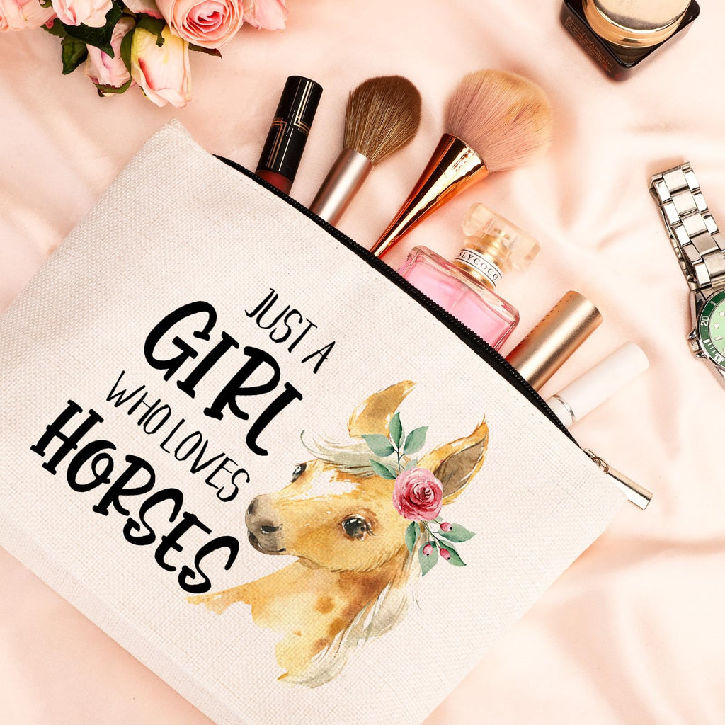 GevGuxLuo Horses Gifts for Horse Lovers, Birthday Gift for Best Friend Sister, Horse Accessories, Animal Lovers Makeup Bag Zippe