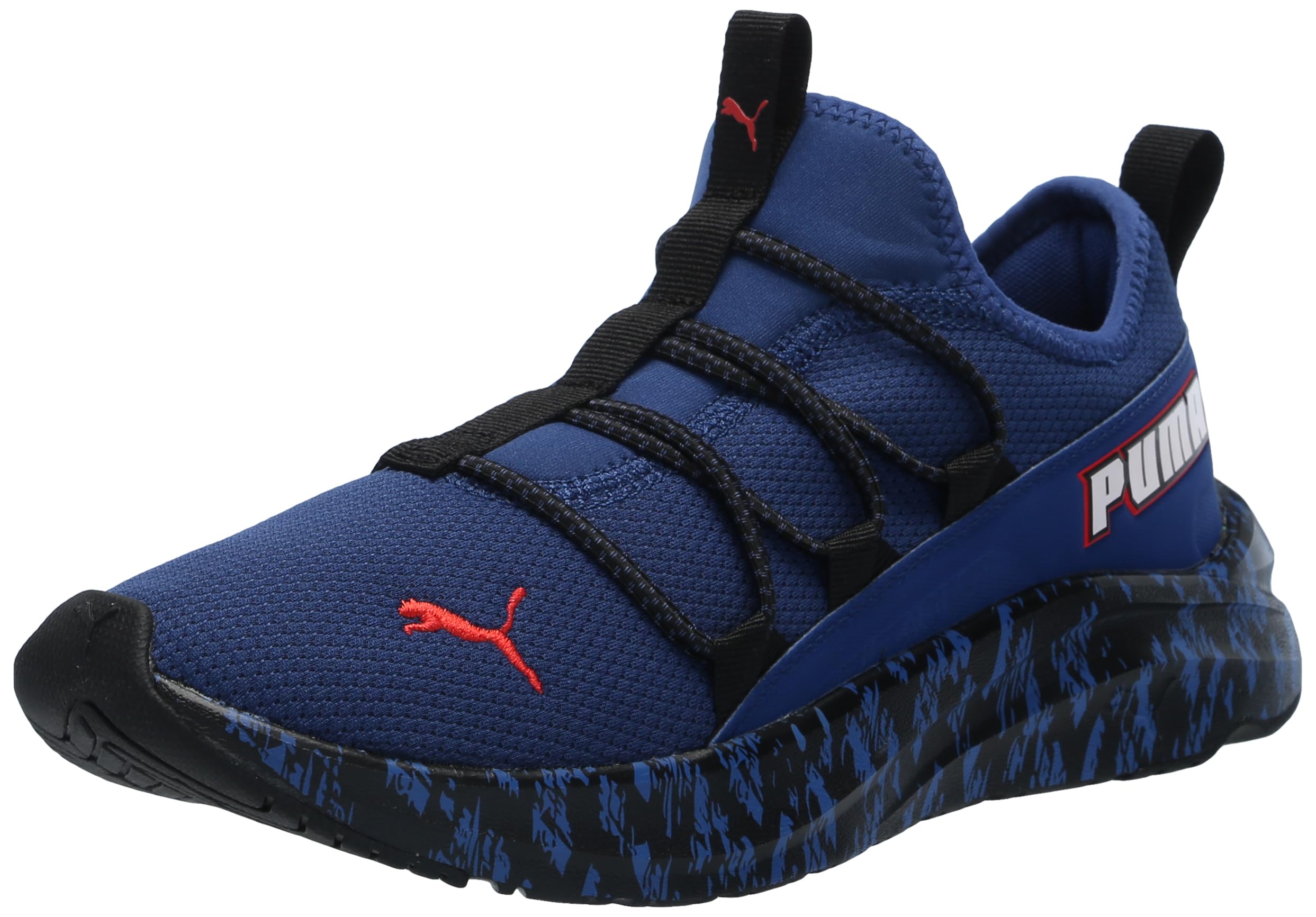 PUMA One4All Sneaker, Blazing Blue Red Black, 5 US Unisex Big Kid