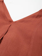 Varanga WomenS Orange Solid A-Line Kurta Paired With Tonal Bottom