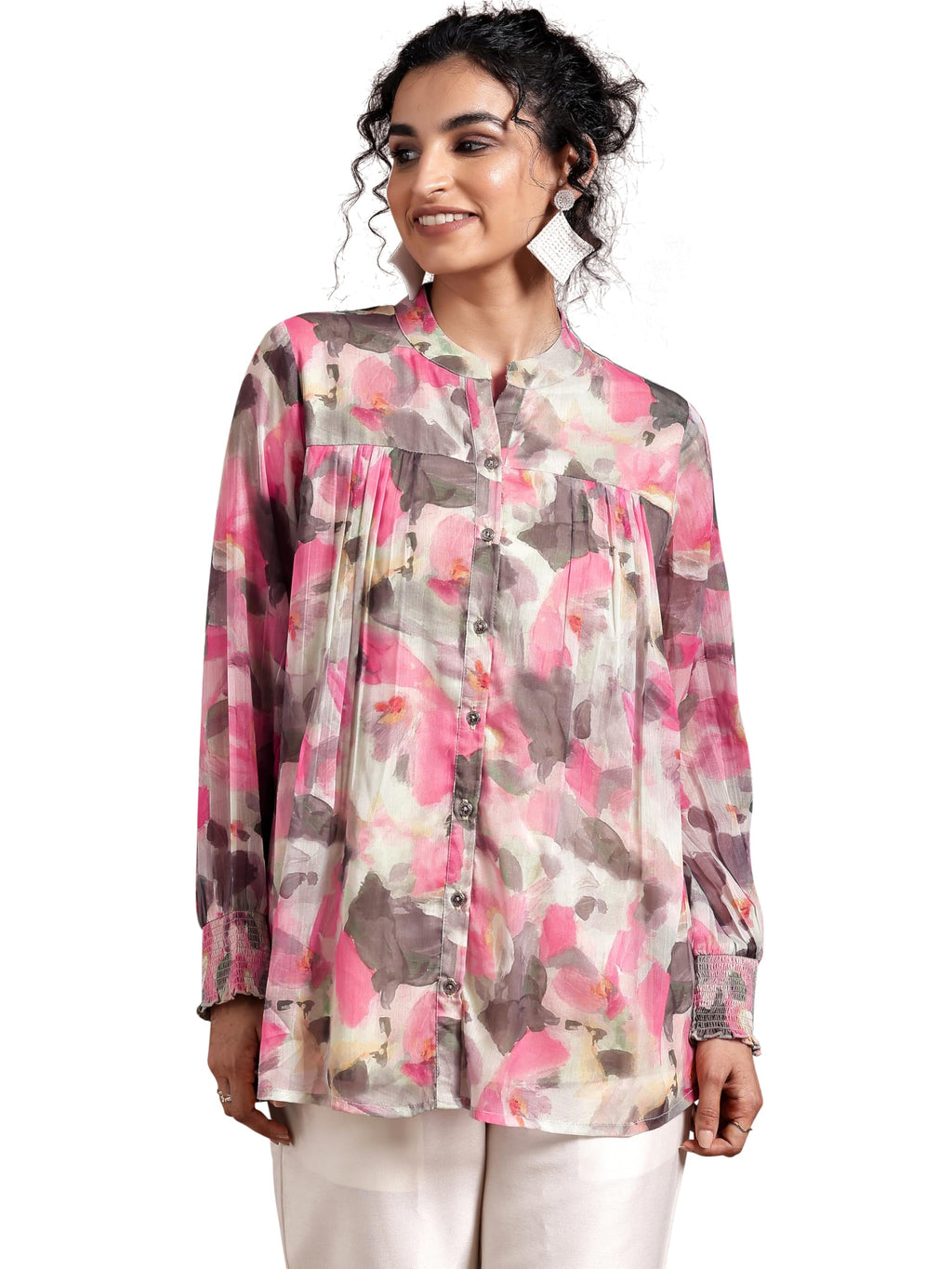 Libas WomenS Poly Chiffon A-Line Kurta (37163_Green