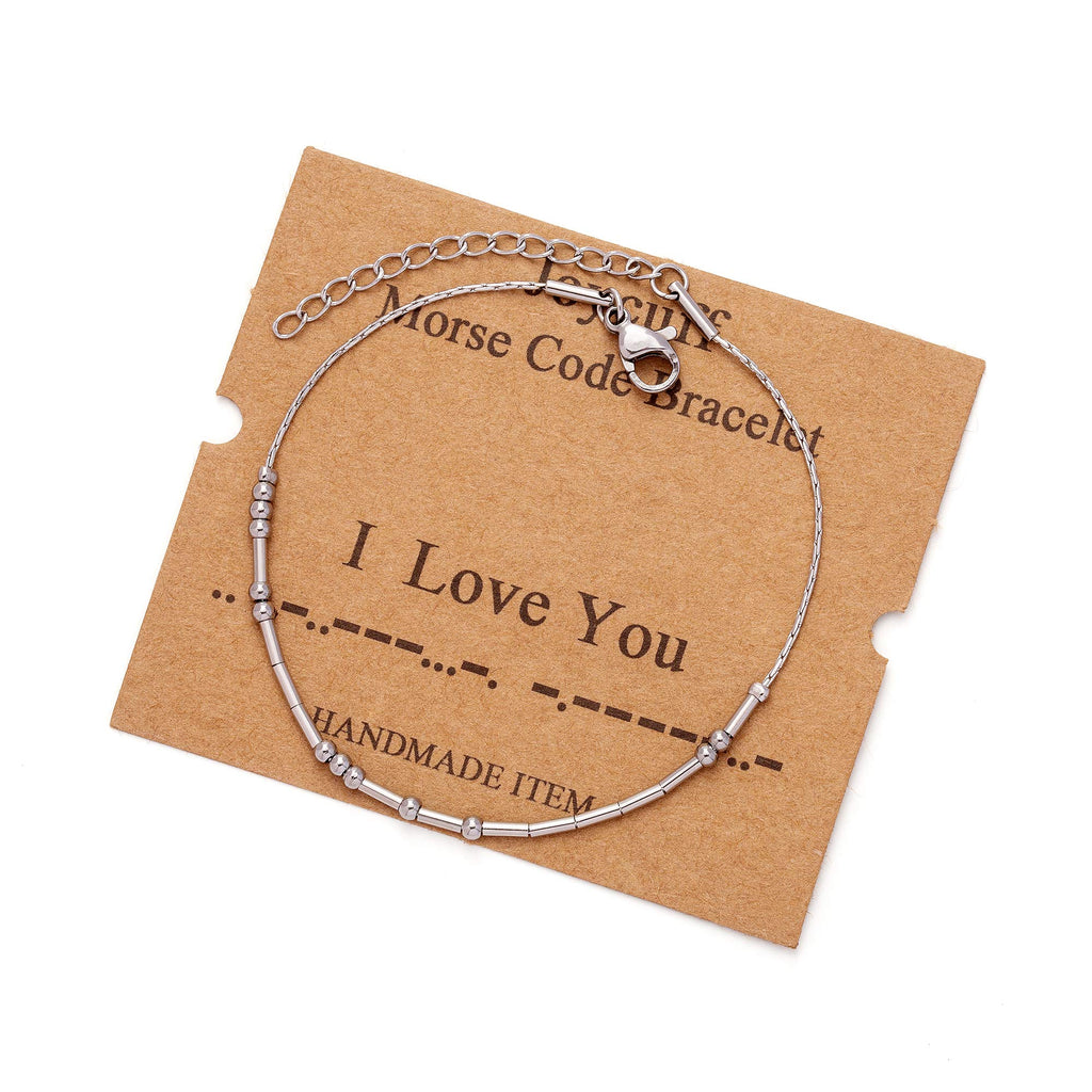 JoycuFF Morse Code Bracelets for Women I Love You Girlfriend gifts for Women Wife Girlfriend Best Friend Sister Fashion Birthday