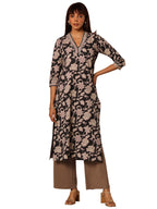 Gerua by Libas Printed Cotton Straight Kurta Black