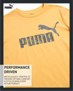 PUMA Boys' T-Shirt - Cat Logo T-Shirt for Boys - Athletic Crewneck Short Sleeve Tee (S-XL), Size Medium, Apricot