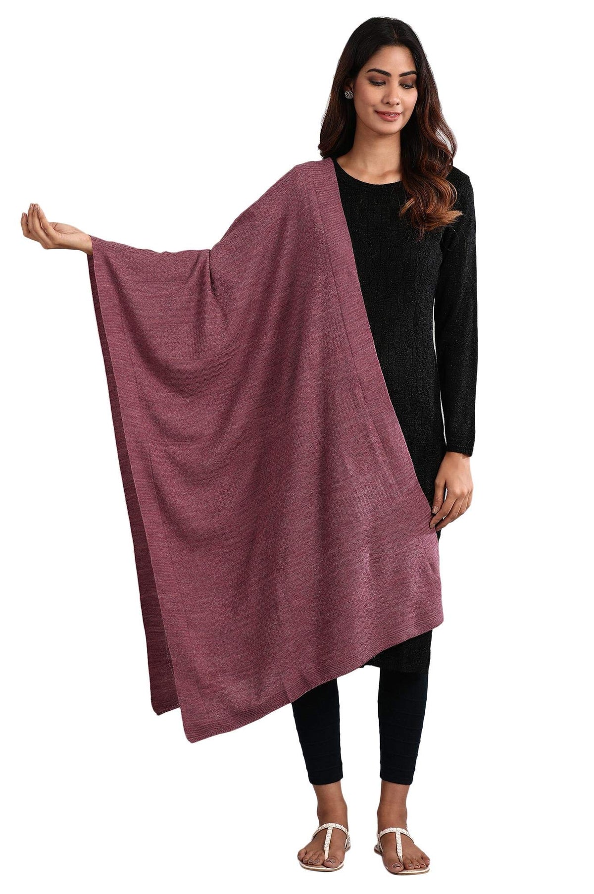 Aurelia Womens Acrylic Purple Knitted Shawl