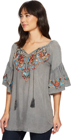 ROPE TIE NECK EMB.FRONT & SLEEVES