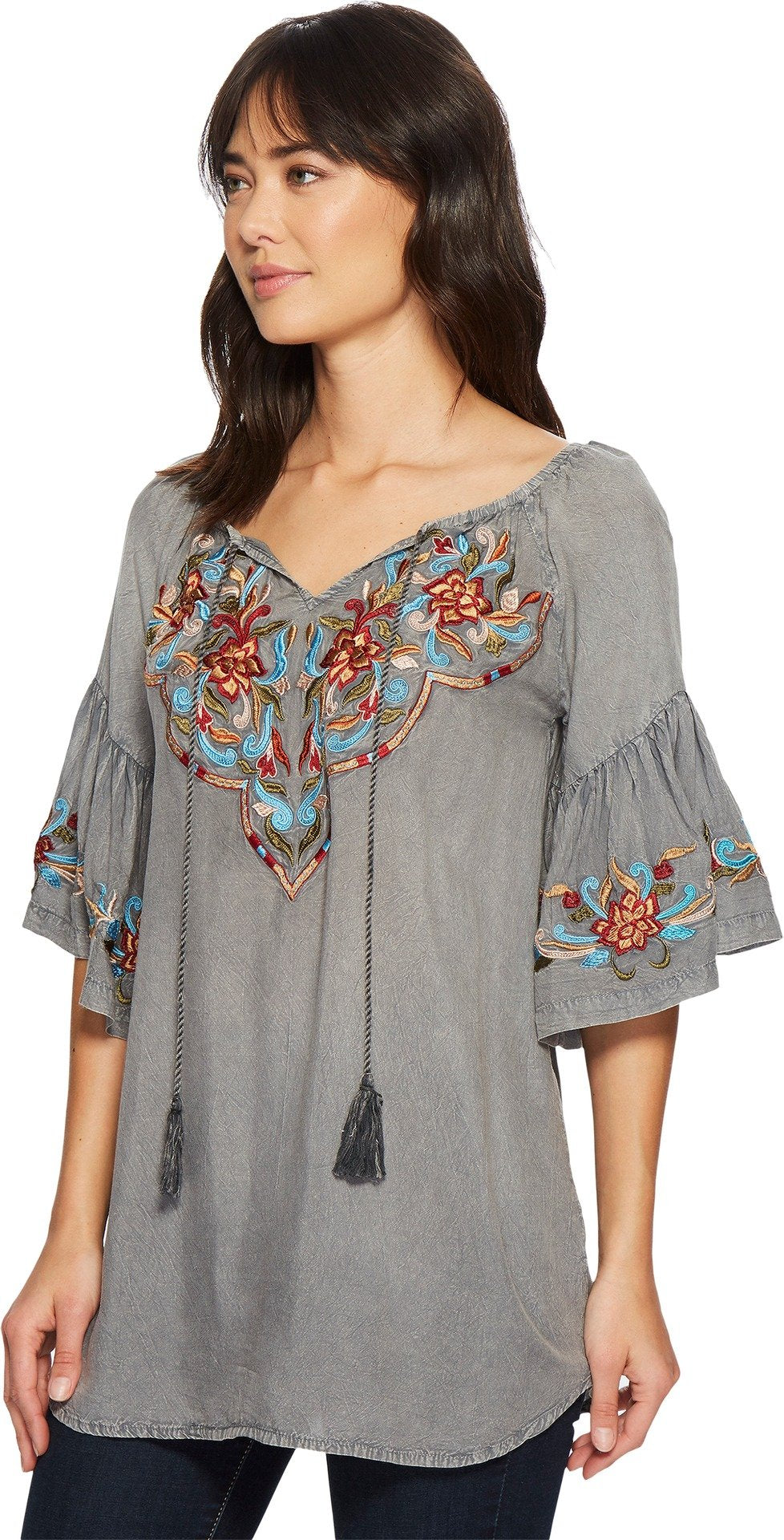 ROPE TIE NECK EMB.FRONT & SLEEVES