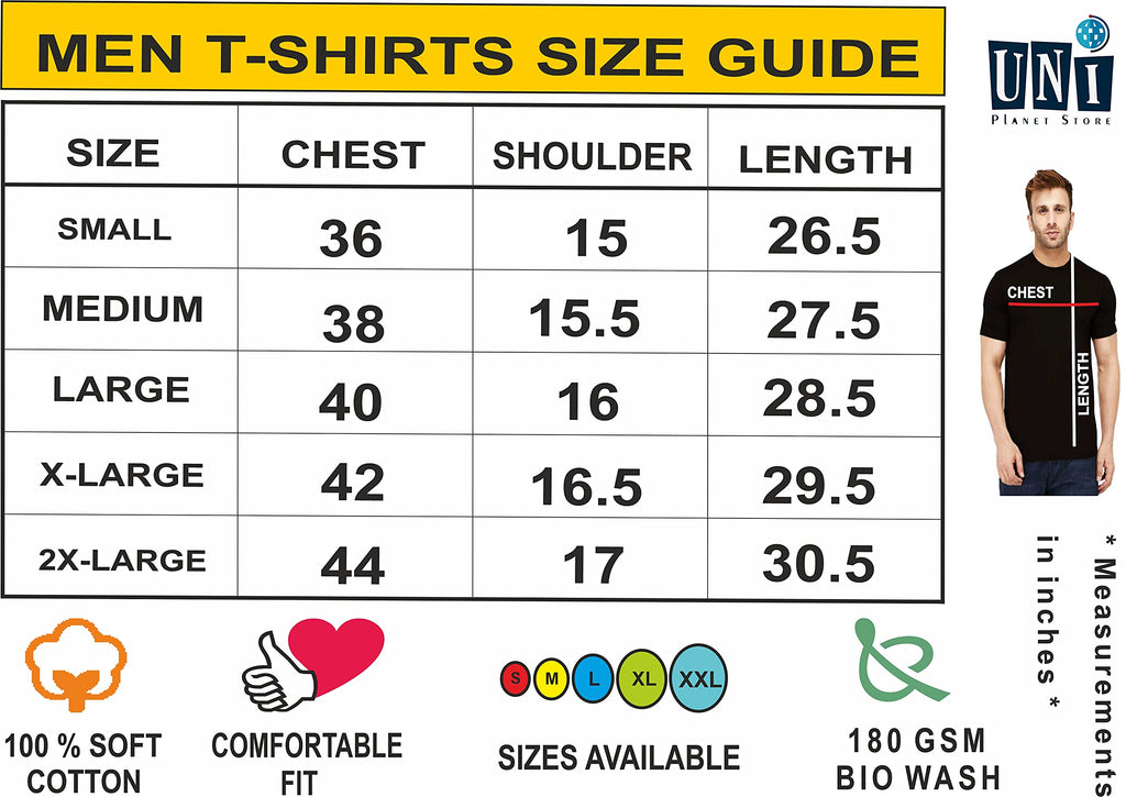 Uniplanet Store MenS Cotton T Shirt With Half Sleeves Graphic Pattern Regular Fit Round Neck And Standard Length