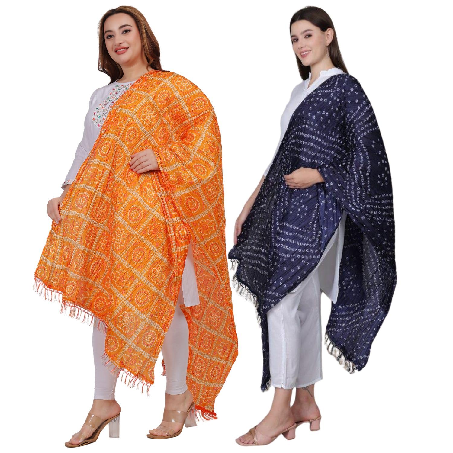 Fabme Women'S Full Size Silk Dupatta Pack Of 2 - Multicolor