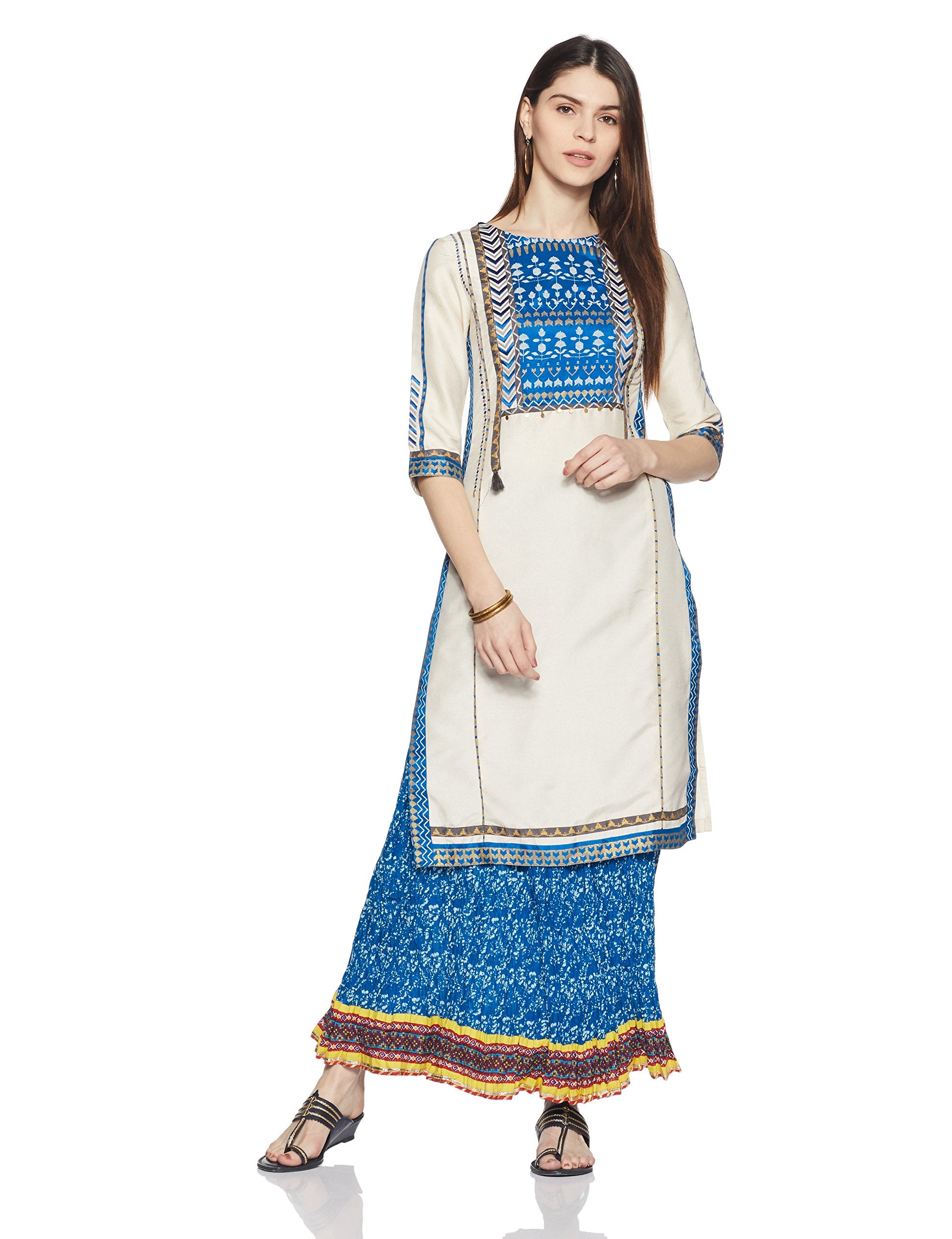 W For Woman Women'S Straight Kurta (17Au17239-65696_Std Ecru_12)