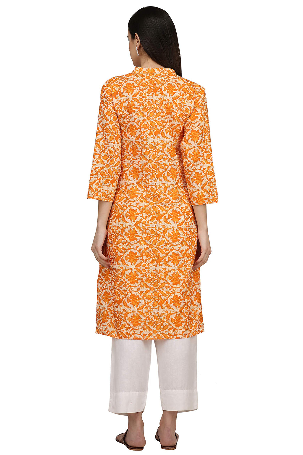Gosriki Women'S Cotton Kurta (Kur190020-Xl_X-Large_Orange)