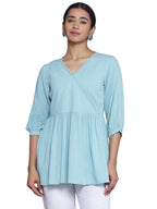 Libas Womens Woven Design Cotton Blend A-Line Kurti For Women