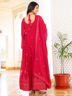 Fashion Basket Georgette Anarkali Kurta Set For Women Pink