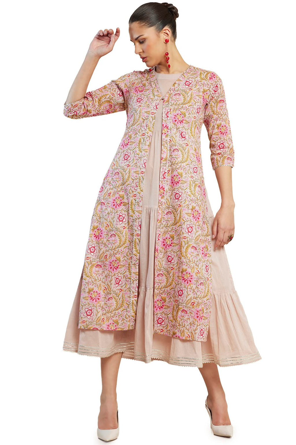 Soch Women Beige Cotton Printed Kurta(8907715925128_Beige_Medium)