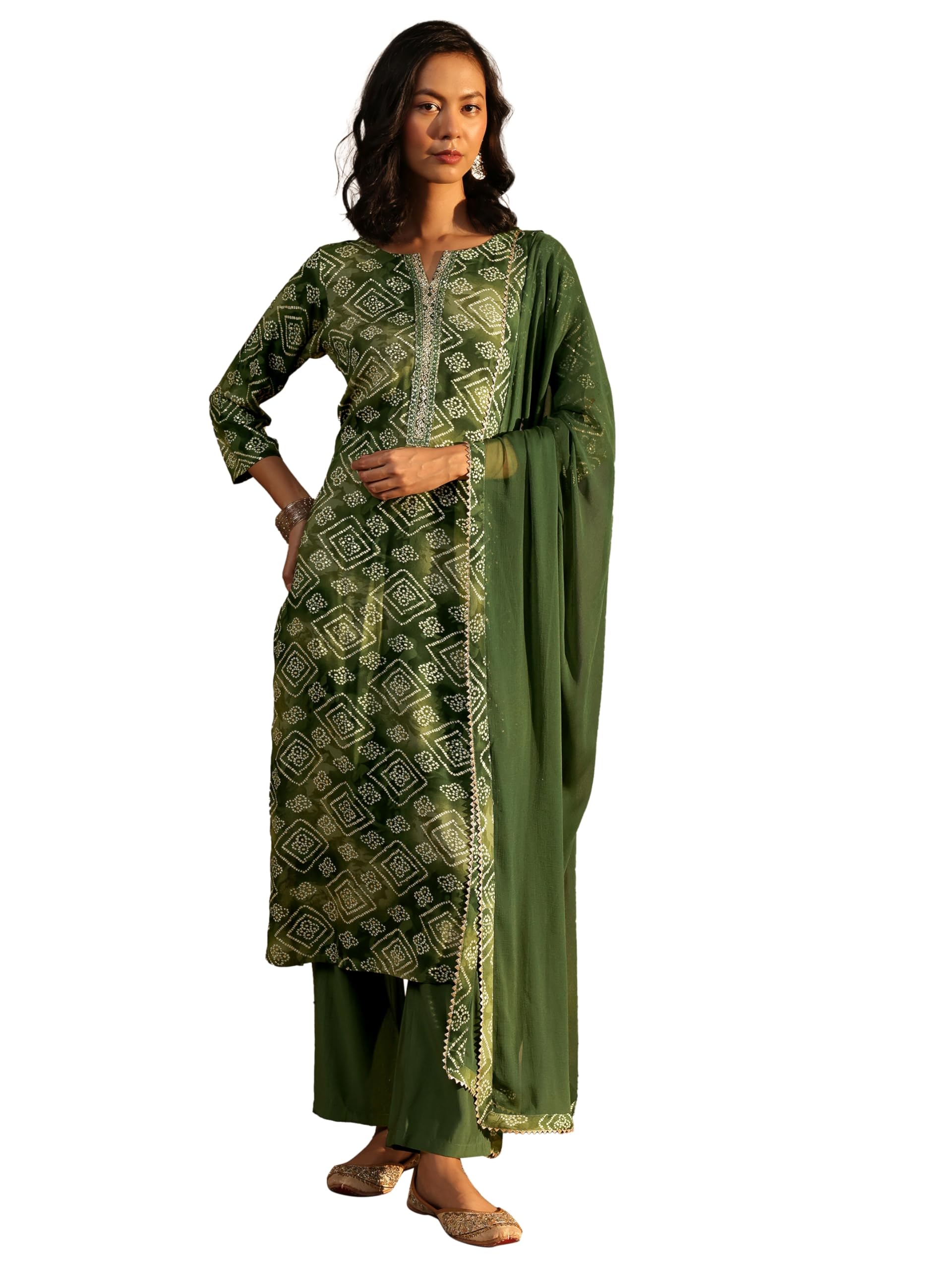 Libas Printed Rayon Straight Kurta With Trouser And Dupatta-900007Ixxl