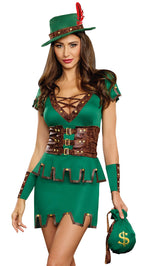 Dreamgirl Women's Robbin' Da Hood Fairytale Costume Dress, green, X-Large