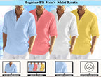 Zombom MenS Cotton Polyester Blend Solid Full Sleeve Regular Fit Kurta Shirt, Multicolor, Xxl, Combo Set Of 4