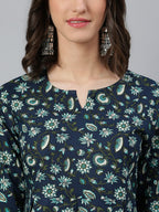 Idalia Blue And White Jaal Printed Dress