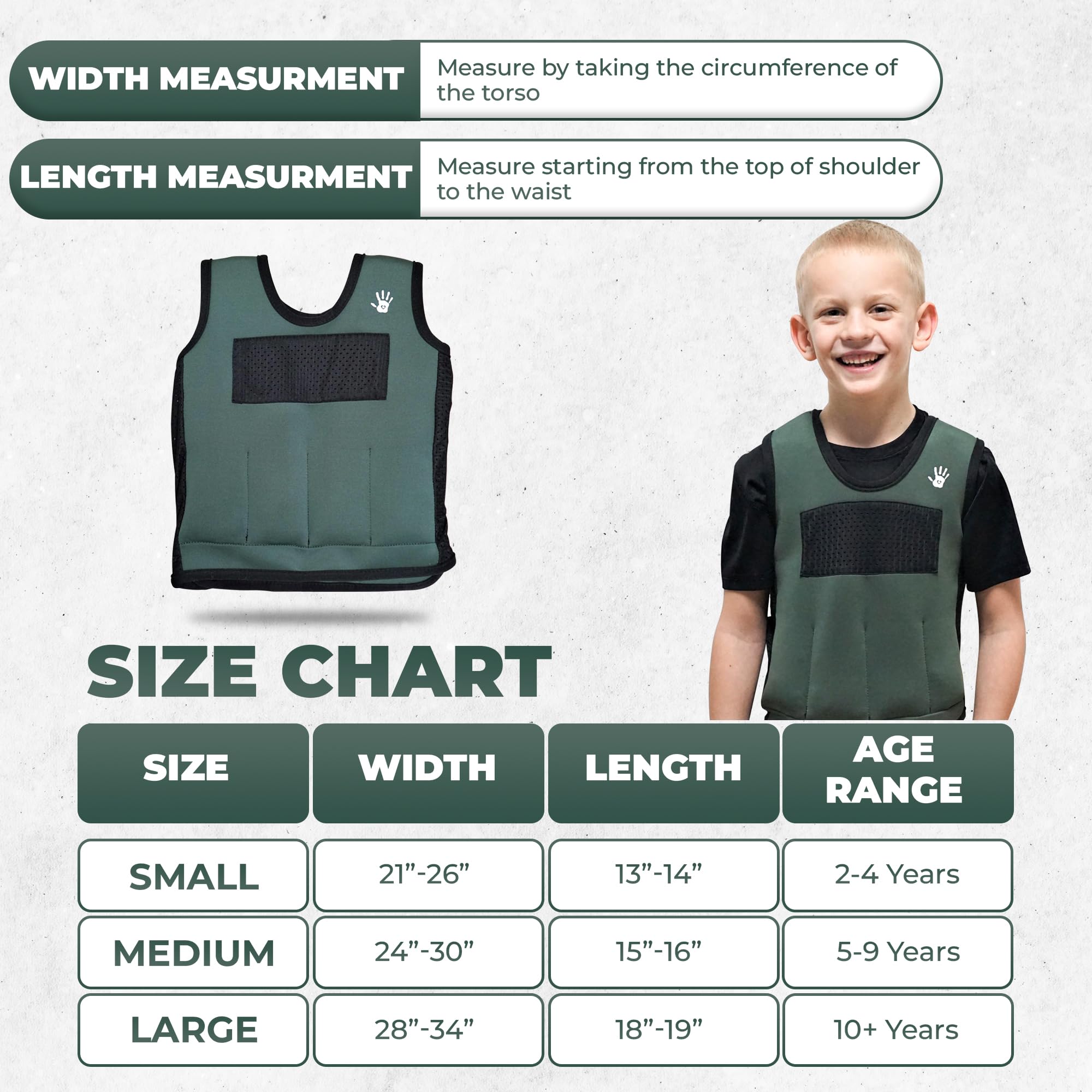 Weighted Vest for Kids - Adjustable Compression Vest, Medium (Ages 5-9), 6 Removable Weights, Breathable Snug Fit